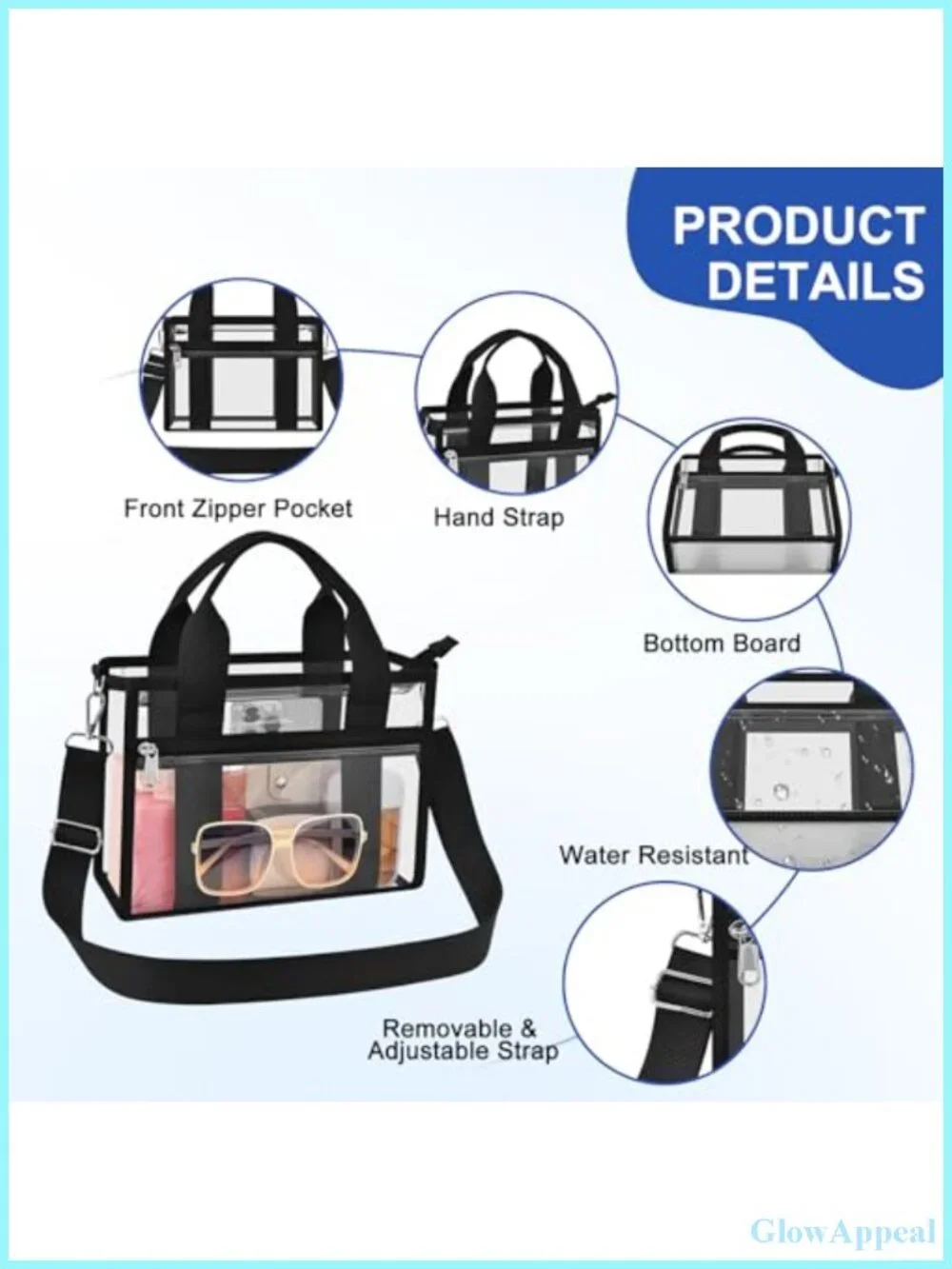 Clear Stadium Tote Bag Waterproof PVC Crossbody for Concerts